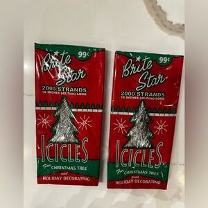 2 Boxes Vintage Christmas Brite Star Tinsel  Icicles Silver 2000 Strands Ea NEW